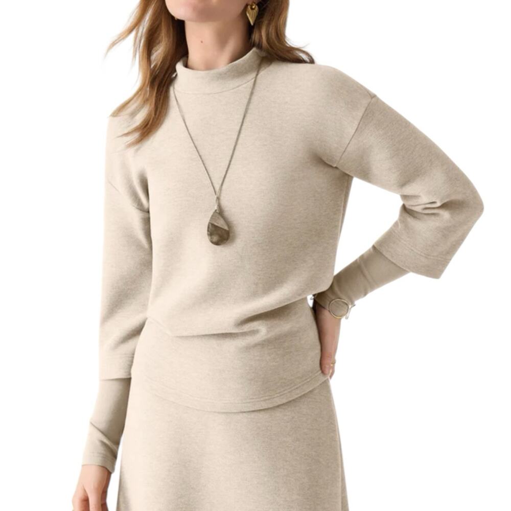 NWT OGL FuzzLuxe Mockneck Sleeve Warmer Top Heather Beige Women’s Size XS - Picture 1 of 6